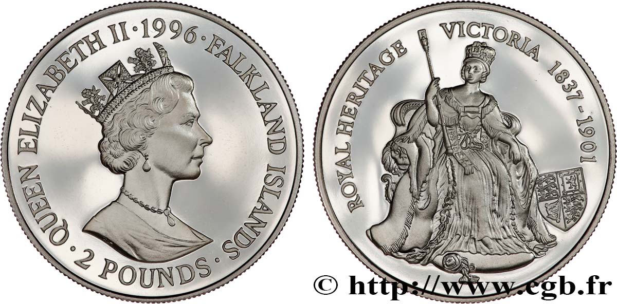 FALKLAND ISLANDS 2 Pounds Proof Victoria 1996  MS 