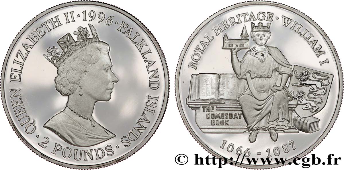 FALKLAND ISLANDS 2 Pounds Proof Guillaume Ier 1996  MS 