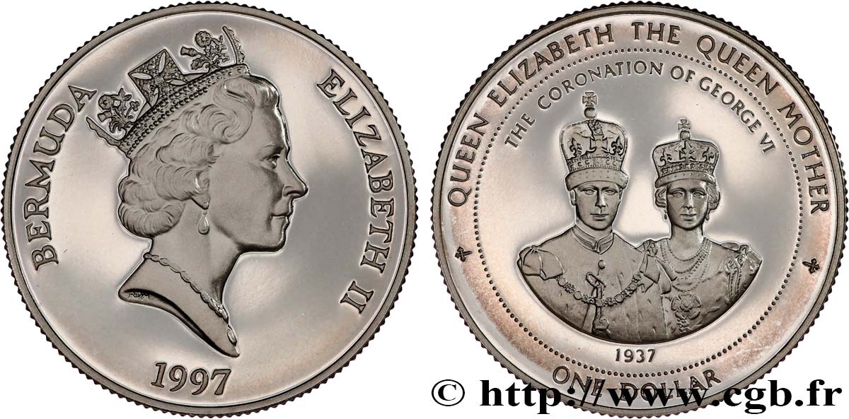 BERMUDA 1 Dollar Proof Portraits du couronnement 1997  MS 