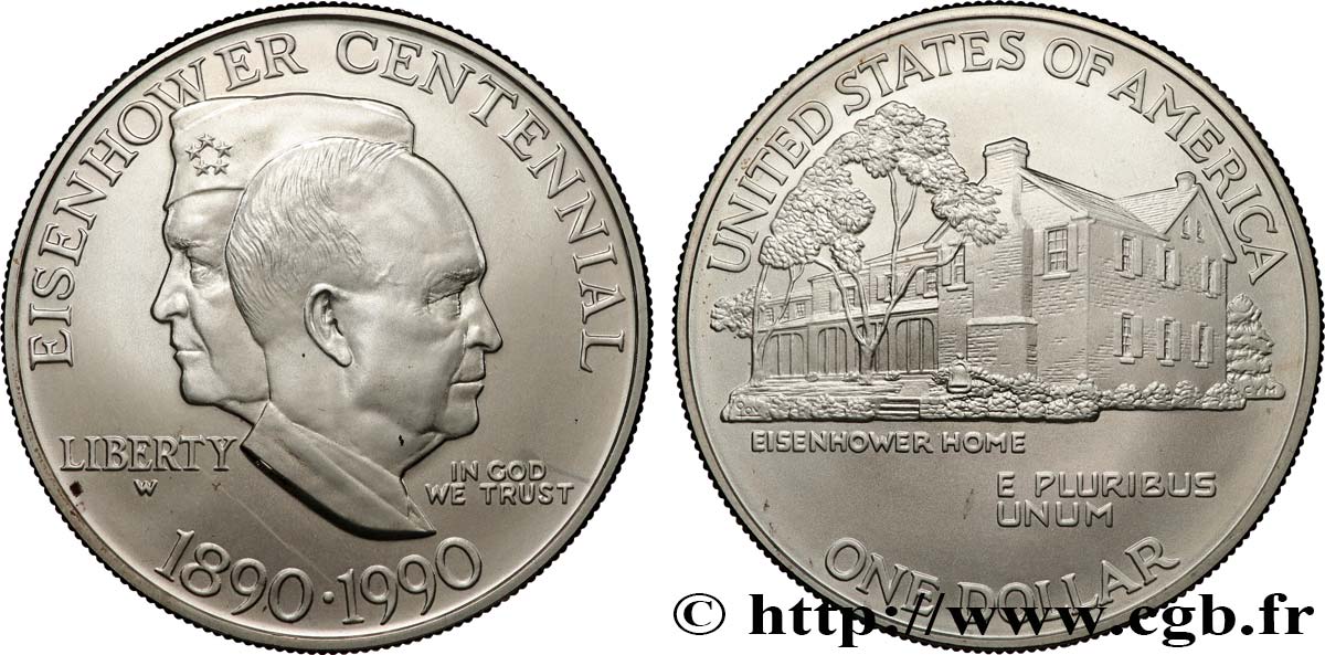 UNITED STATES OF AMERICA 1 Dollar centenaire de la naissance du général Eisenhower 1990 West Point MS 