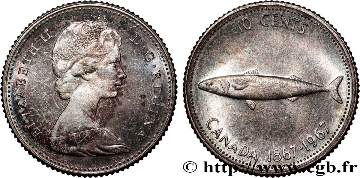 CANADA 10 Cents centenaire de la Confédération 1967  AU 
