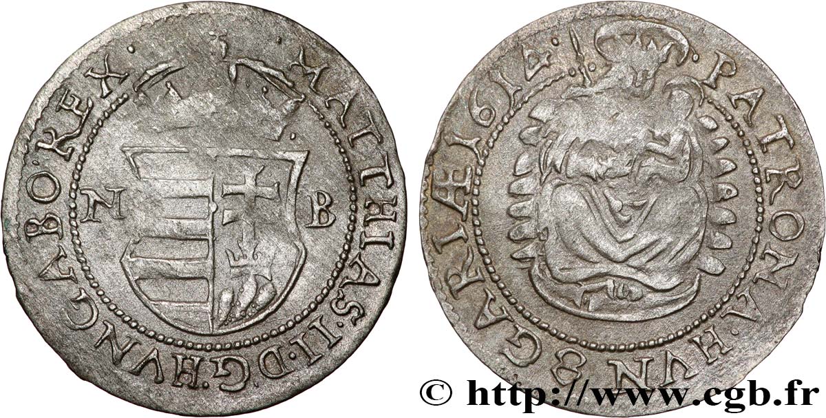 HUNGARY - KINGDOM OF HUNGARY - MATTHIAS II Gros 1614 Kremnitz XF 