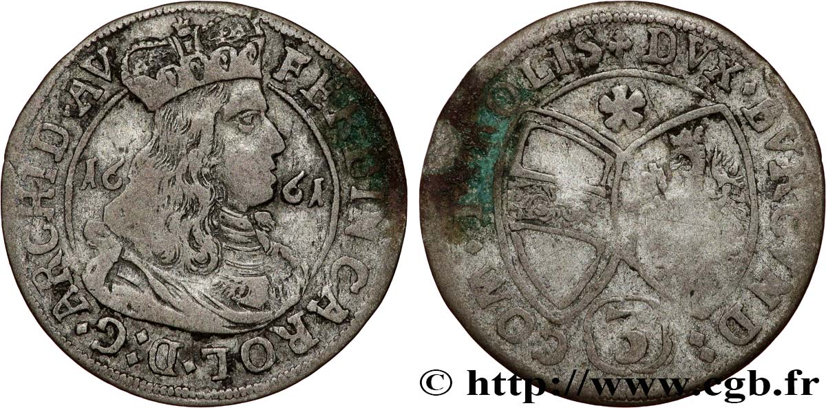 AUSTRIA - TYROL - FERDINAND-CHARLES 3 Kreuzer 1661 Hall fwo_808299
