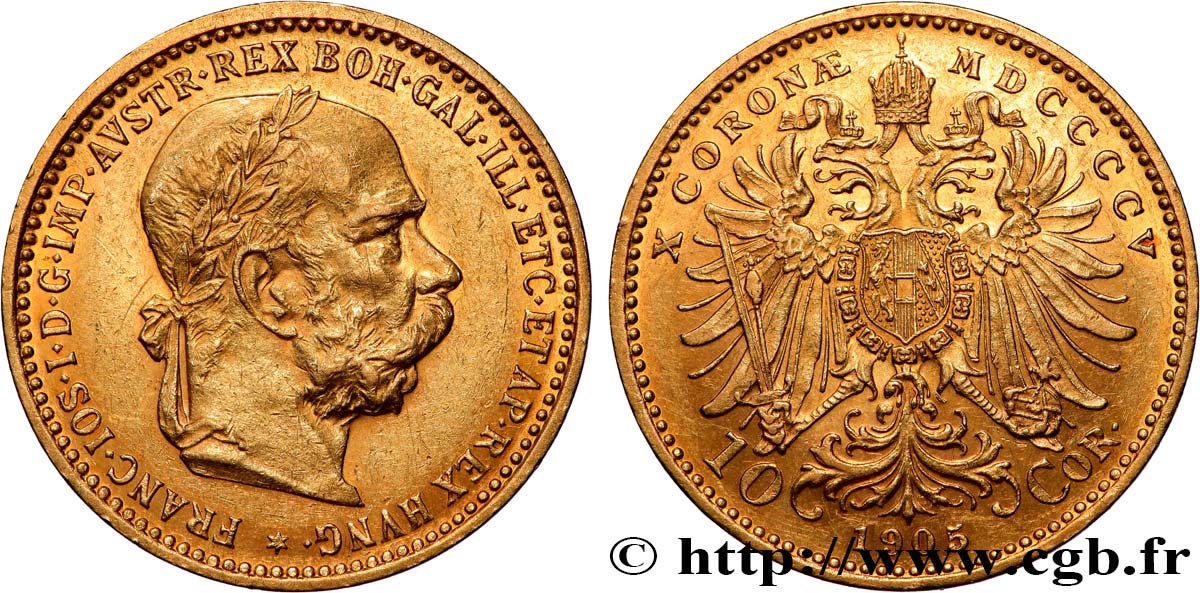 AUSTRIA - FRANCISCO JOSÉ I 10 Corona  1905 Vienne MBC+ 