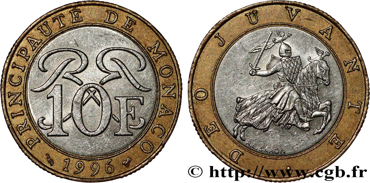 MONACO 10 Francs Rainier III 1996 Paris fVZ 