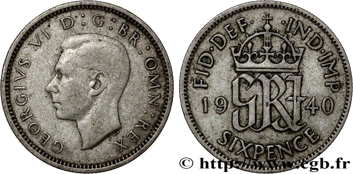 UNITED KINGDOM 6 Pence Georges VI 1940  XF 