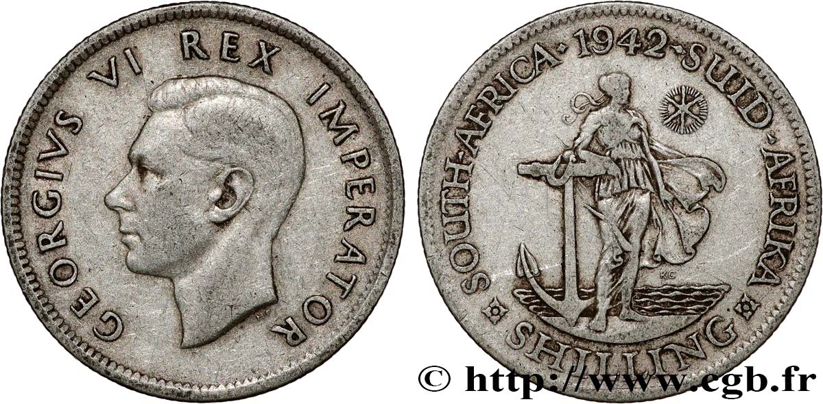 SOUTH AFRICA 1 Shilling Georges VI 1942 Pretoria XF 