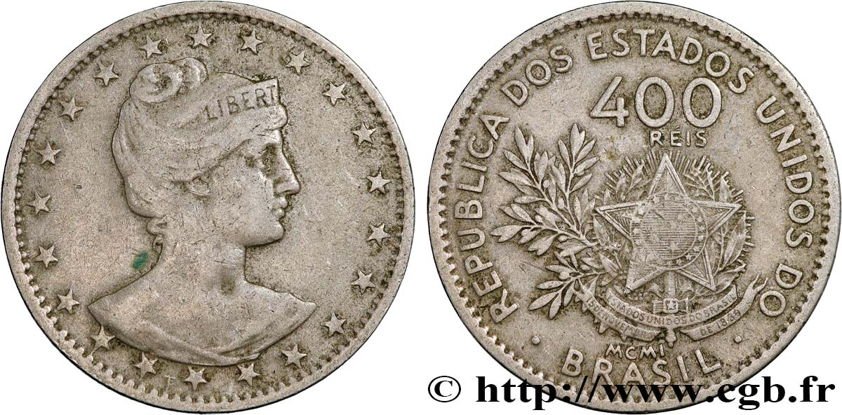 BRASIL 400 Reis 1901  BC 