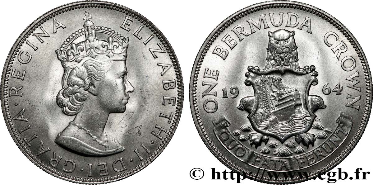 BERMUDA 1 Crown Elisabeth II 1964  SPL 