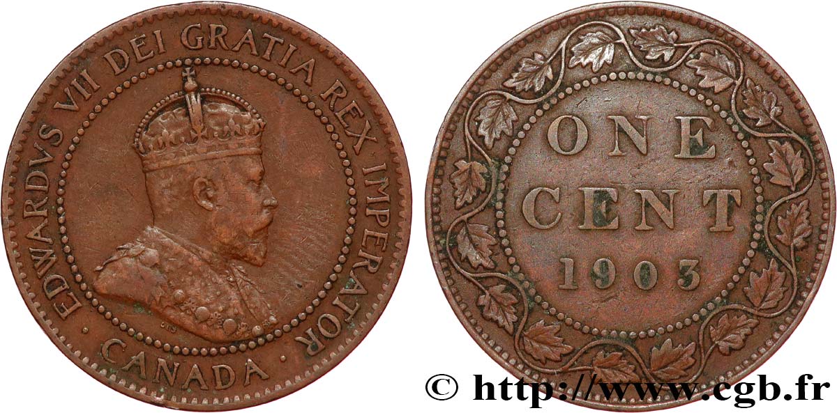 CANADA 1 Cent Edouard VII 1903  XF 