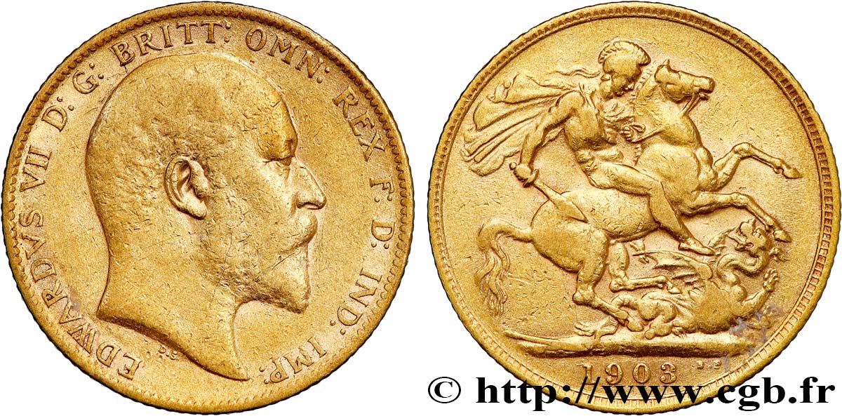 INVESTMENT GOLD 1 Souverain Edouard VII 1903 Londres VF 