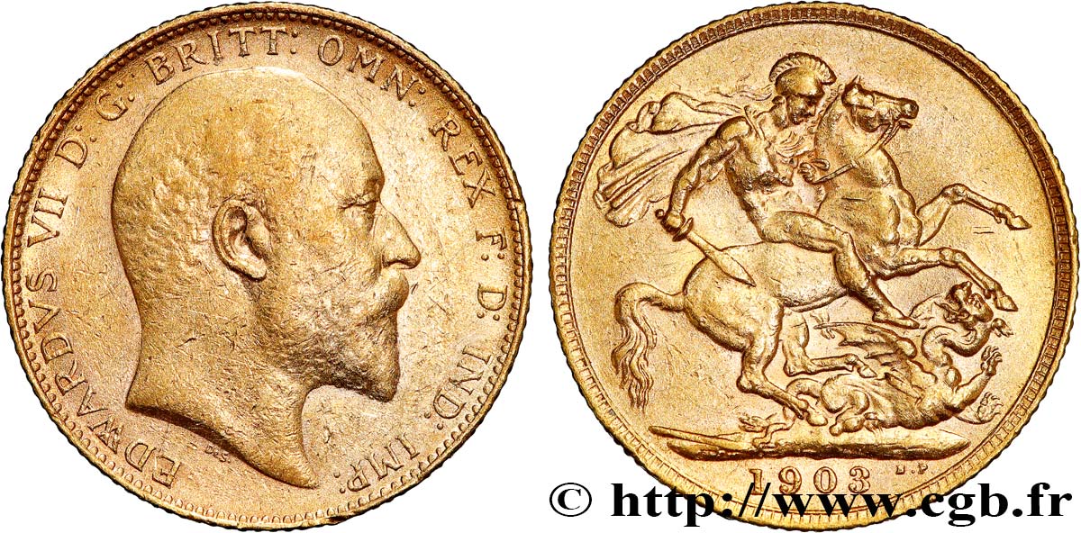 INVESTMENT GOLD 1 Souverain Edouard VII 1903 Londres MBC 