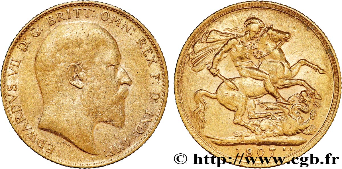 ORO, PALADIO Y PLATINO INVERSIÓN 1 Souverain Edouard VII 1907 Londres BC+ 