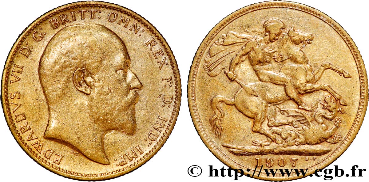 INVESTMENT GOLD 1 Souverain Edouard VII 1907 Melbourne VF 