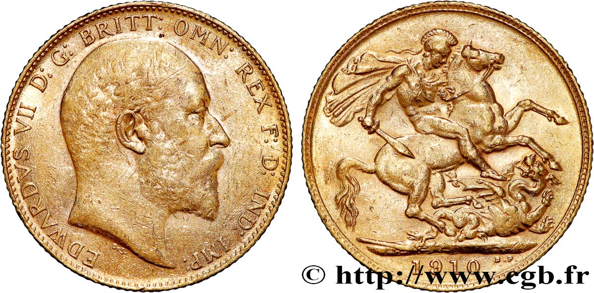 INVESTMENT GOLD 1 Souverain Édouard VII 1910 Londres SS 