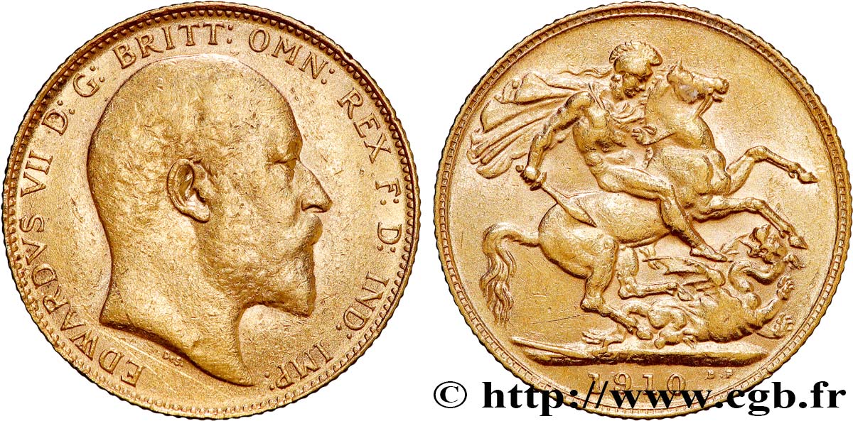INVESTMENT GOLD 1 Souverain Édouard VII 1910 Londres SS 