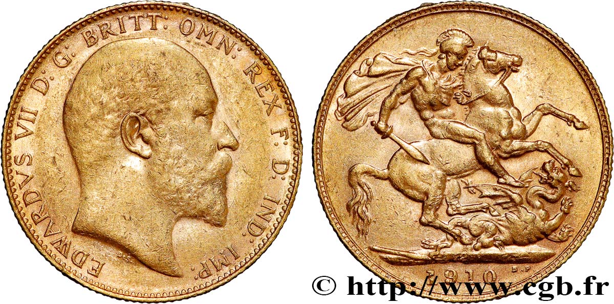 INVESTMENT GOLD 1 Souverain Édouard VII 1910 Londres fSS 