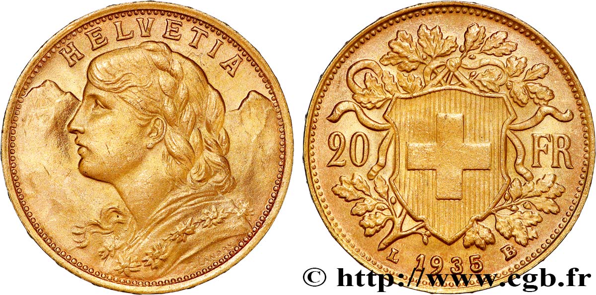 OR D INVESTISSEMENT 20 Francs  Vreneli  1935 Berne SUP 