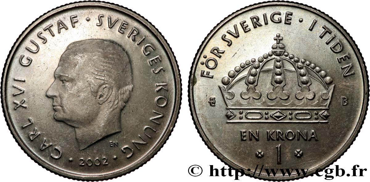 SWEDEN 1 Krona Charles XVI Gustave 2002  MS 