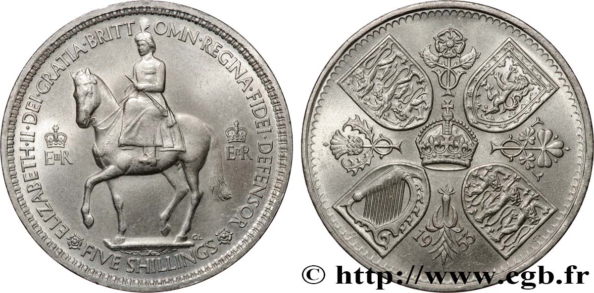 ROYAUME-UNI 5 Shillings Couronnement d’Elisabeth II 1953  SUP 