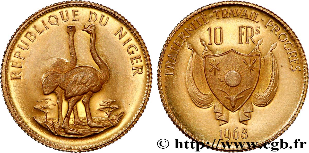 NIGER 10 Francs Proof 1968  fST 