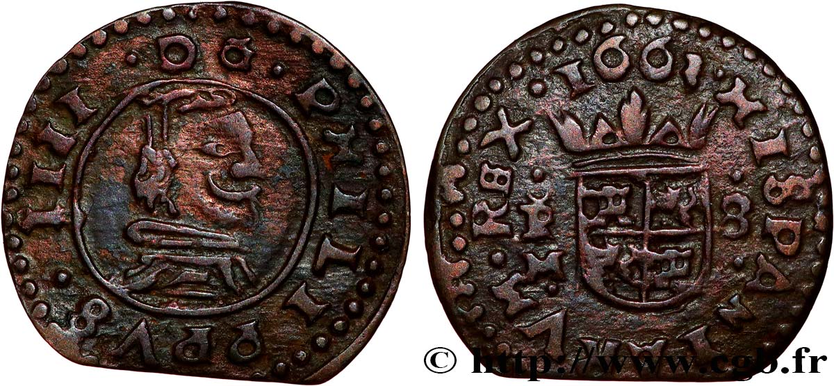 ESPAÑA - REINO DE ESPAÑA - FELIPE IV Huit maravédis 1661 Trujillo MBC+ 