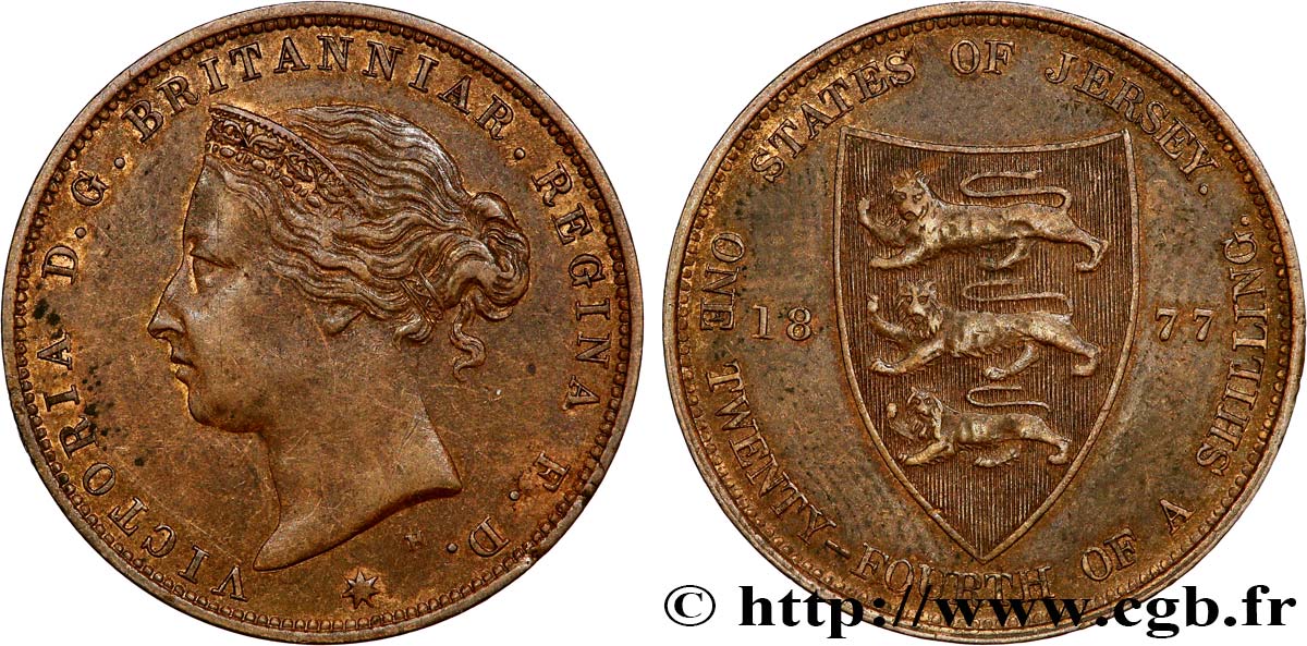 JERSEY 1/24 Shilling Victoria 1877 Heaton AU 