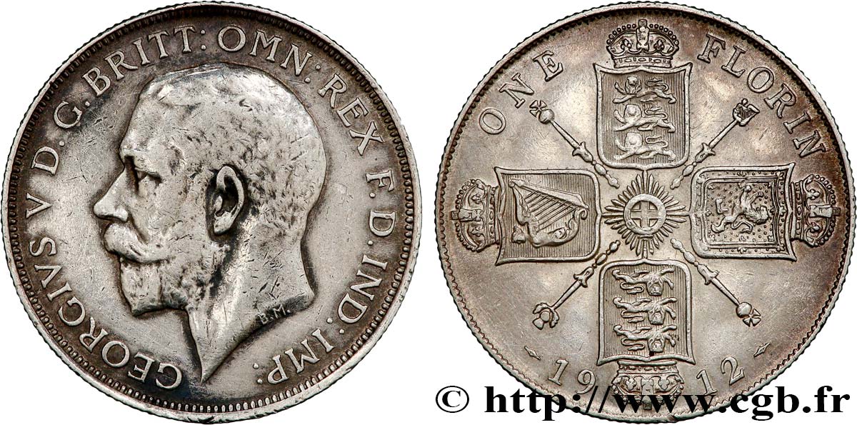 VEREINIGTEN KÖNIGREICH 1 Florin Georges V 1912  SS/fVZ 