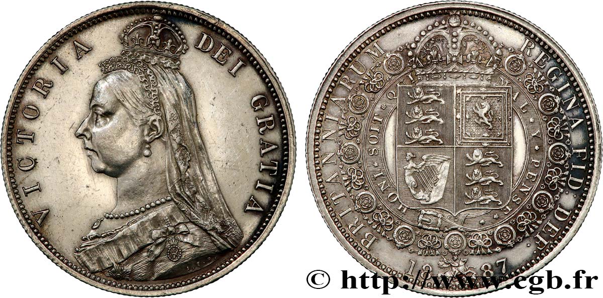 GRAN BRETAÑA - VICTORIA 1/2 Crown Victoria buste du jubilé 1887 Londres MBC+ 