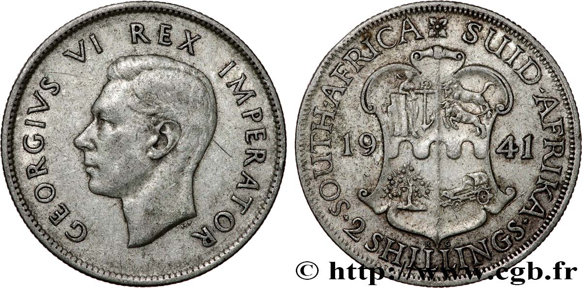 AFRIQUE DU SUD 2 Shillings Georges VI 1941 Pretoria TTB 
