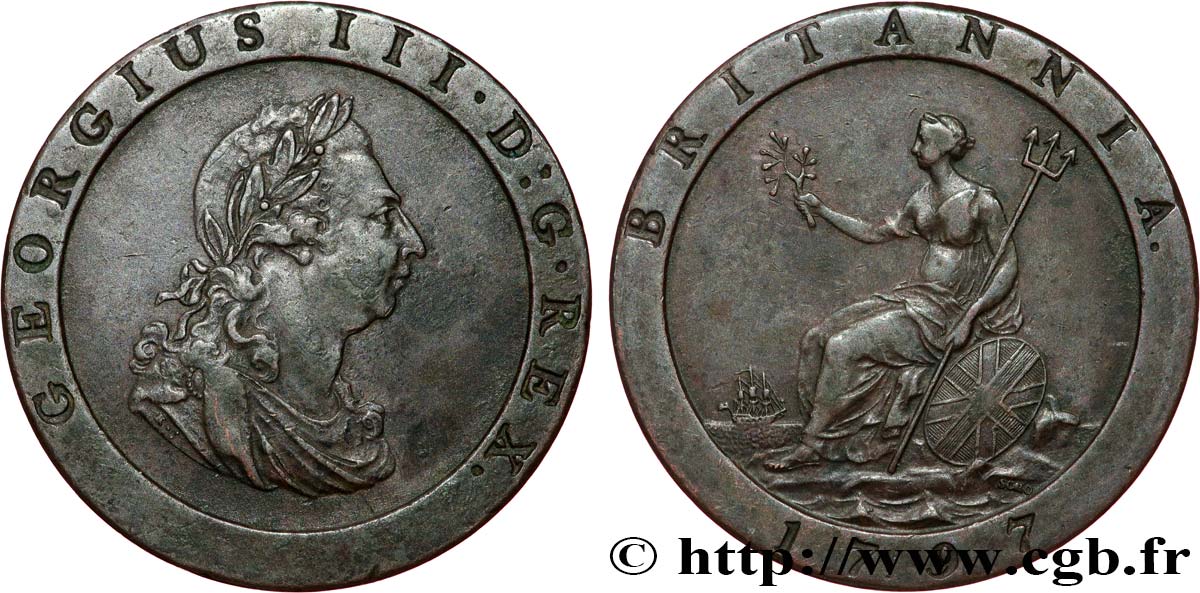 GRANDE-BRETAGNE - GEORGES III 1 Penny  1797 Soho TTB+ 