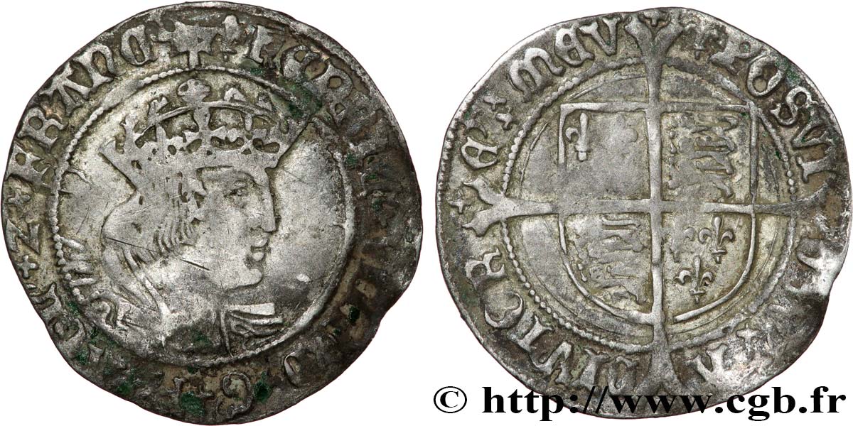 ENGLAND - KINGDOM OF ENGLAND - HENRY VIII Gros (Groat) 1526-1529 Londres fSS 