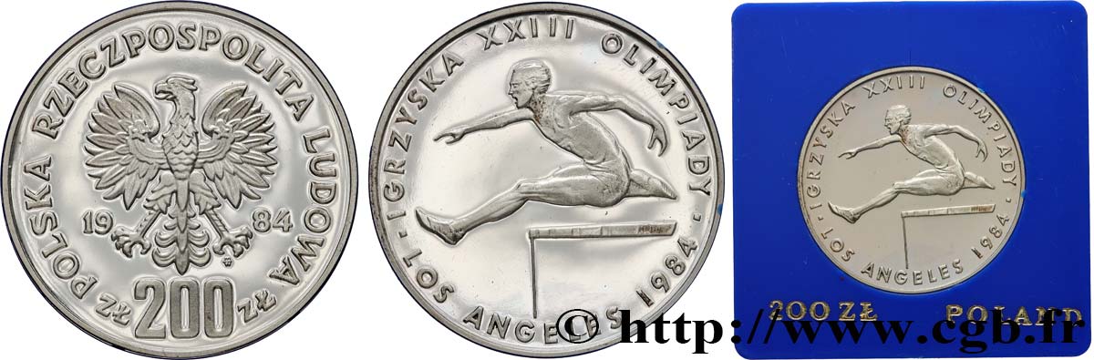 POLOGNE 200 Zlotych Proof XIIIe Jeux Olympiques d’hiver de Lake Placid 1984 Varsovie SPL 