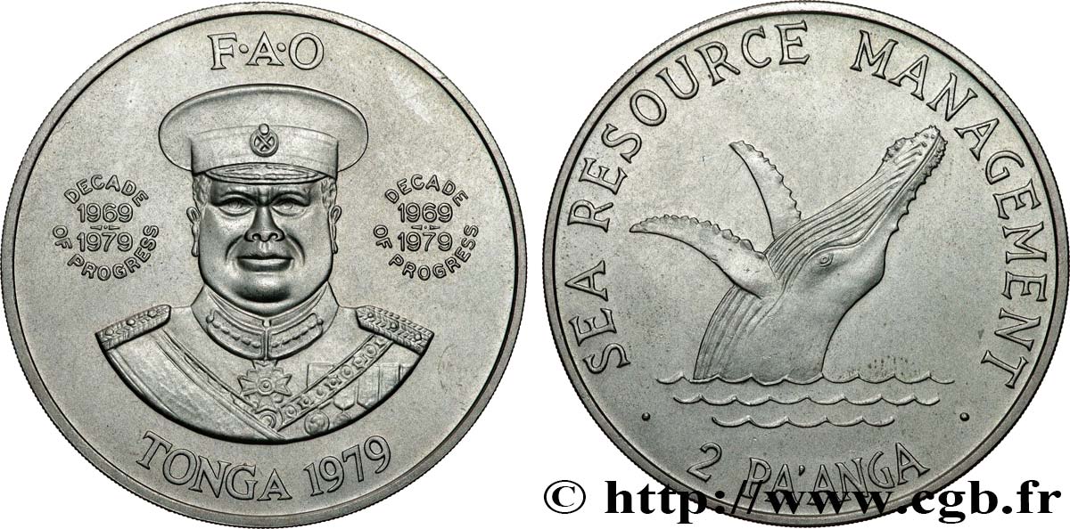 TONGA 2 Pa’Anga série FAO : roi Taufa’ahau Tupou IV 1979  AU 