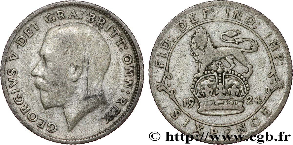 VEREINIGTEN KÖNIGREICH 6 Pence Georges V 1924  S 