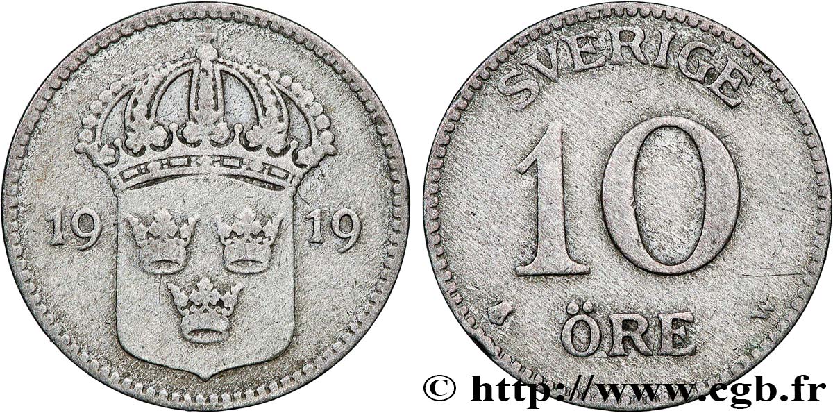 SCHWEDEN 10 Ore 1919  fVZ 