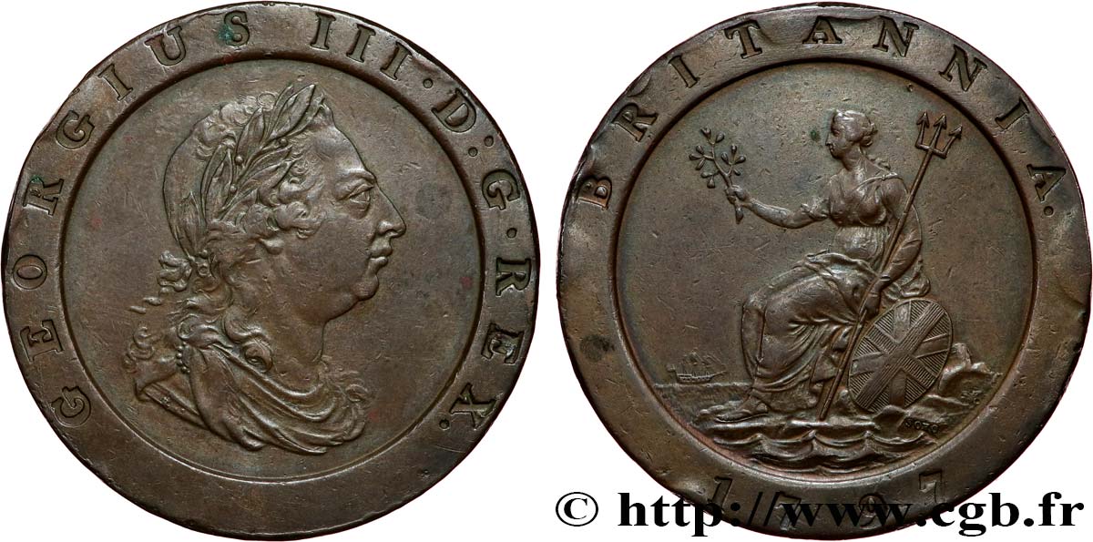 GREAT BRITAIN - GEORGE III 2 Pence  1797 Soho AU 