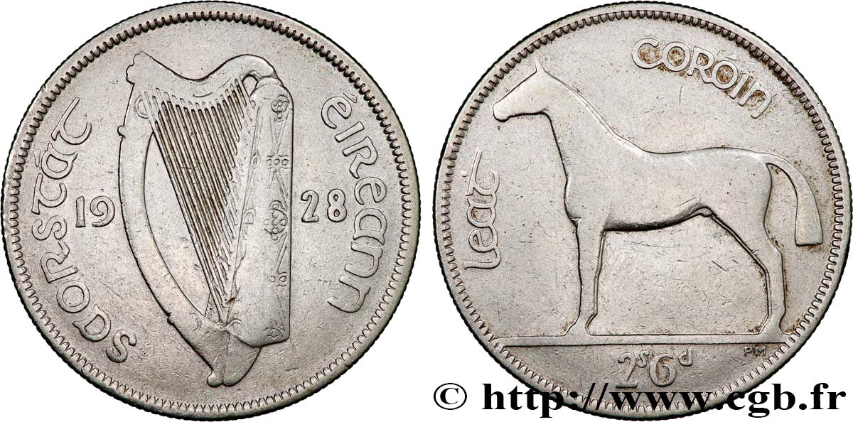 IRLANDA - STATO LIBERO 1/2 Coróin (Crown) type SAORSTAT EIREANN 1928  MB 