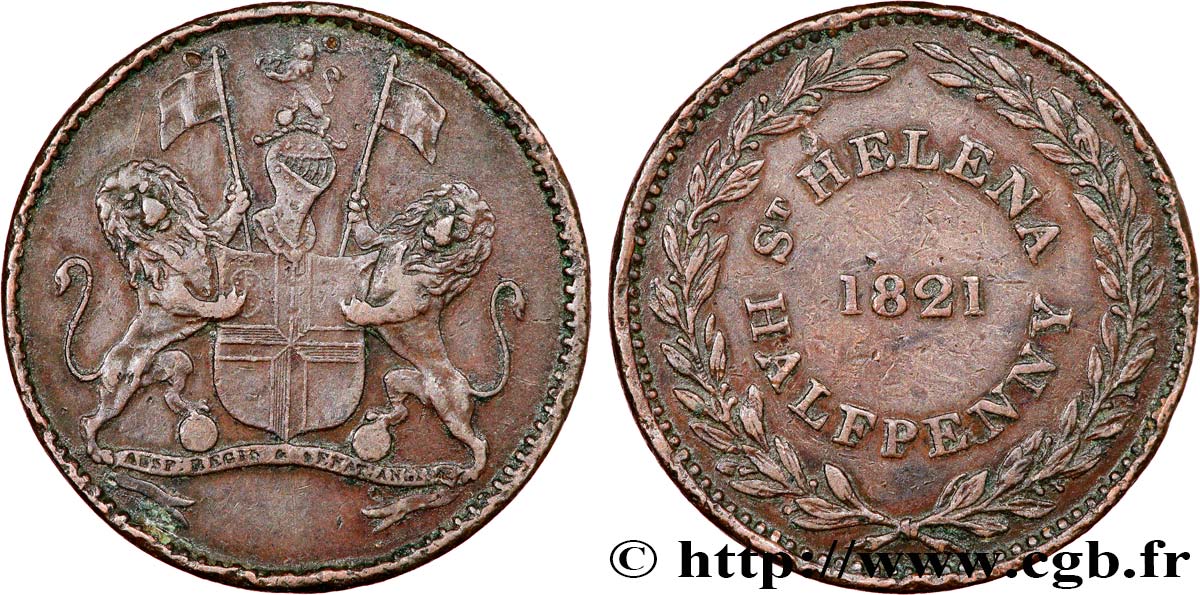 ST. HELENA 1/2 Penny 1821  SS 