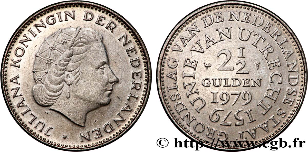 PAíSES BAJOS 2 1/2 Gulden 400e anniversaire de l’Union d’Utrecht 1979  EBC 