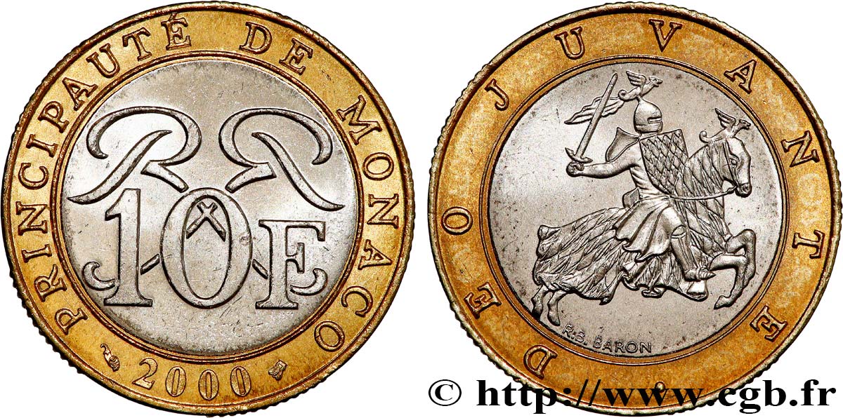 MONACO 10 Francs Rainier III 2000 Paris SPL 