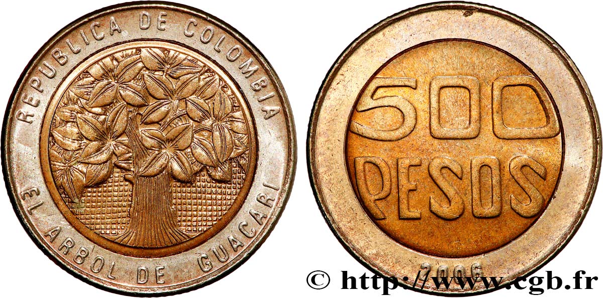 COLOMBIA 500 Pesos arbre de Guacari 2008  MS 
