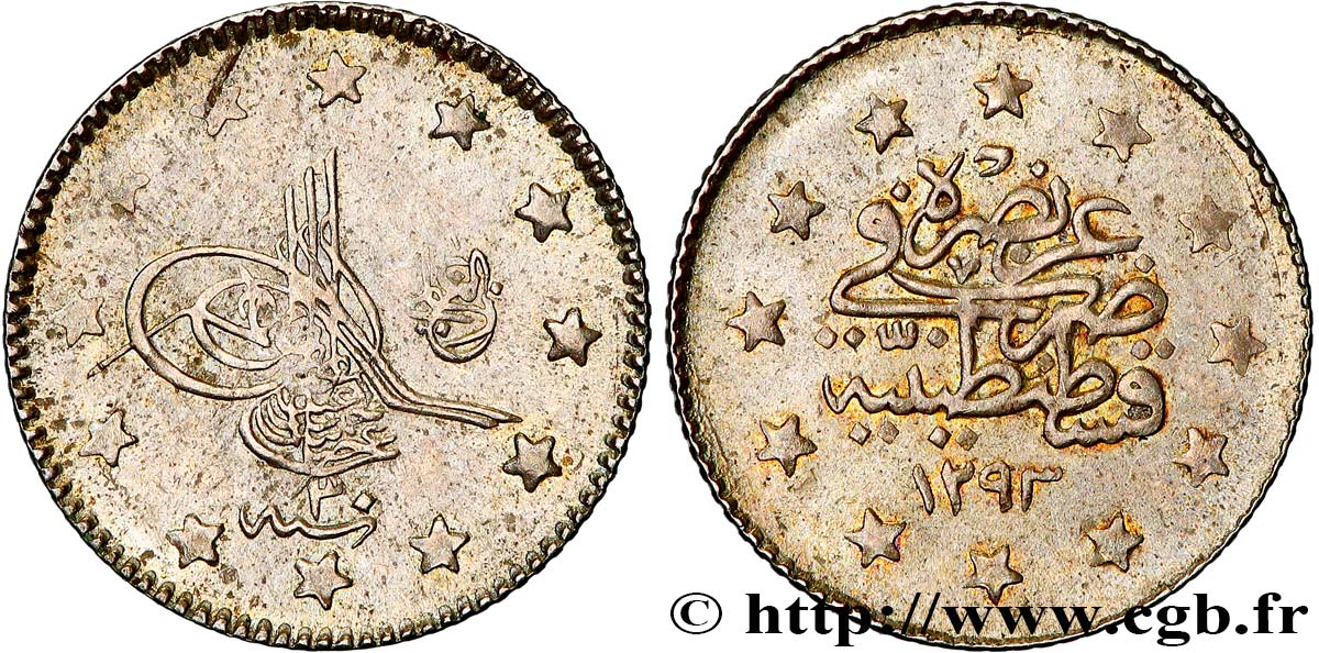 TURQUIE 1 Kurush au nom de Abdul Hamid II AH 1293 an 30 1904 Constantinople TTB 