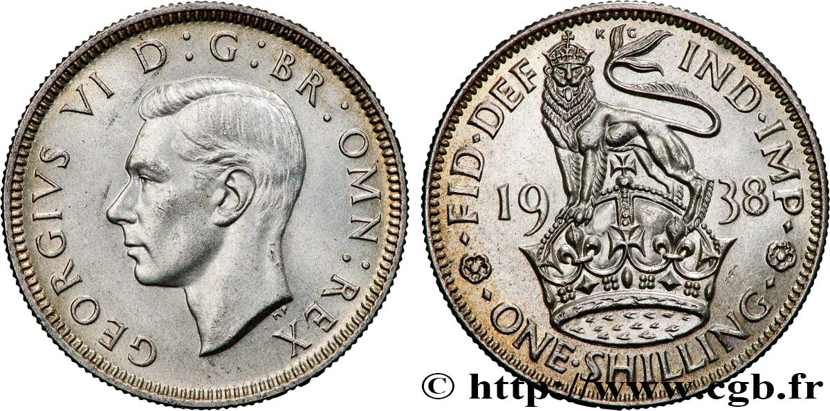 VEREINIGTEN KÖNIGREICH 1 Shilling Georges VI “England reverse” 1938  VZ 