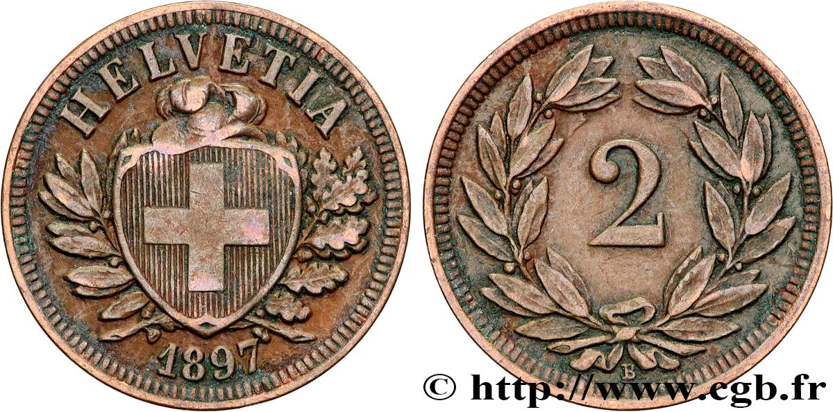 SUIZA 2 Centimes 1897 Berne  MBC+ 