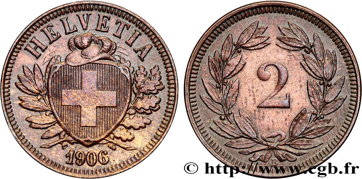 SUISSE 2 Centimes 1906 Berne TTB+ 