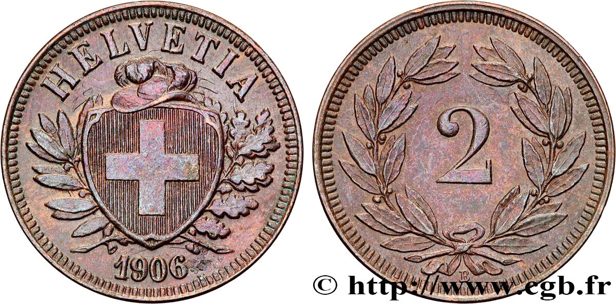 SUISSE 2 Centimes 1906 Berne TTB+ 