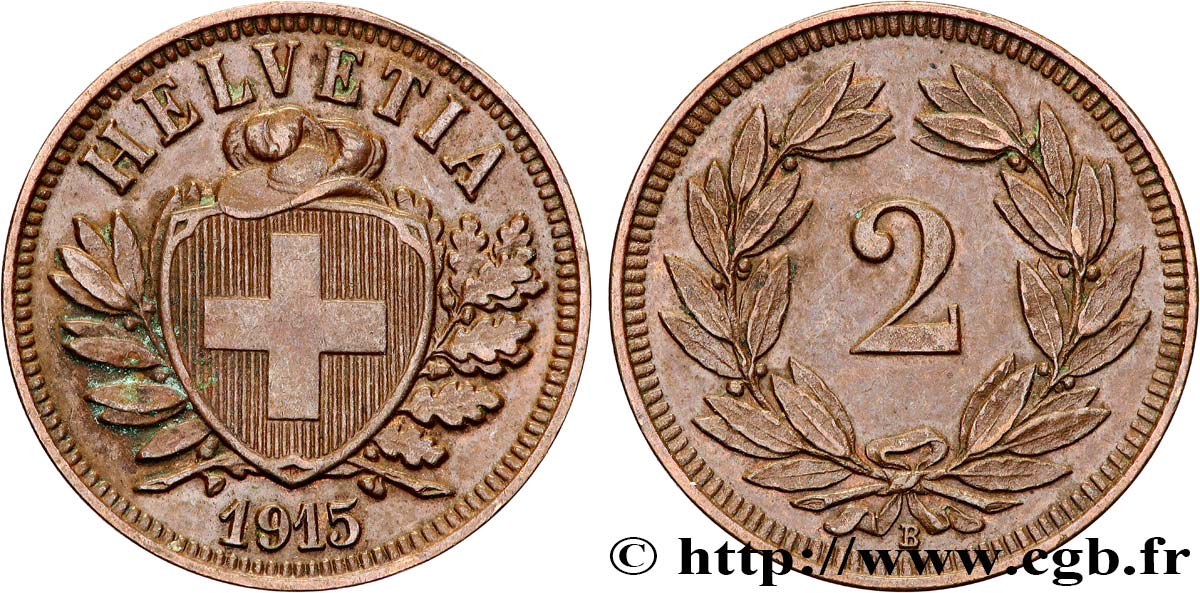 SUISSE 2 Centimes (Rappen) 1915 Berne TTB+ 