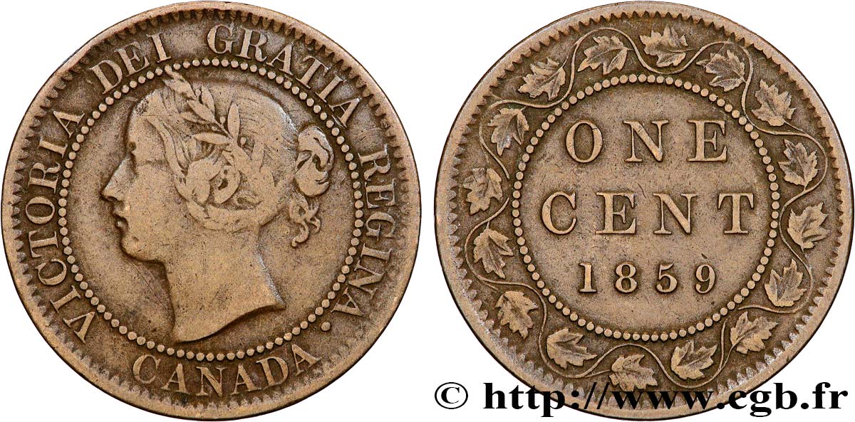 CANADA 1 Cent Victoria 1859  TB+ 