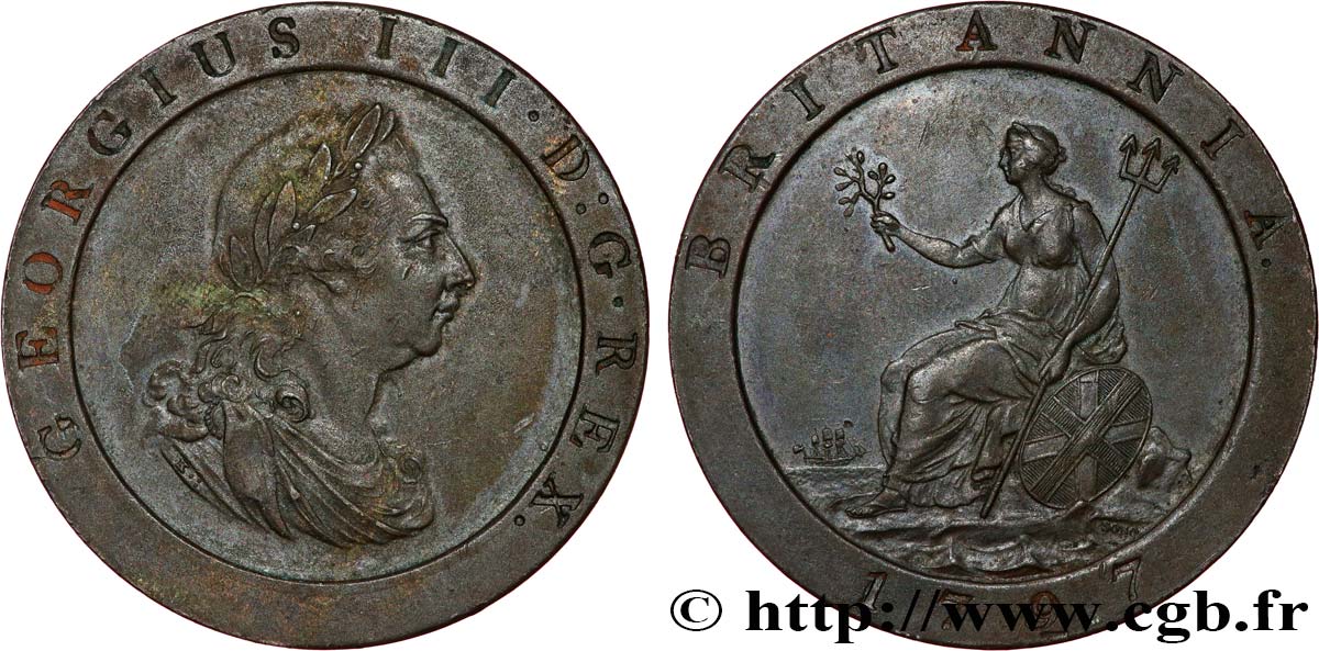GRAN BRETAÑA - JORGE III 1 Penny  1797 Soho MBC+ 